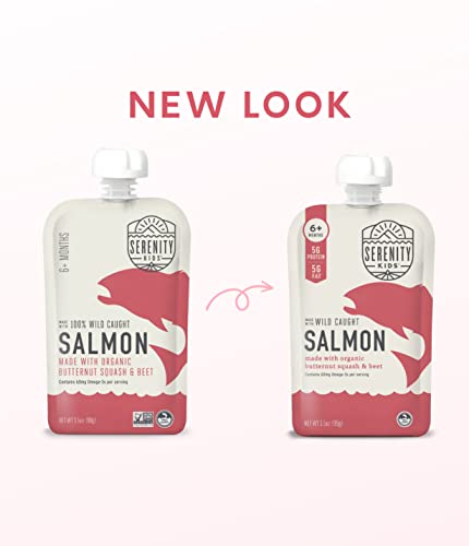 Serenity Kids Wild Caught Salmon Baby Food Pouches - Organic Butternut Squash, Beet - |5 Oz, BPA-Free, 6 Pack  
Serenity