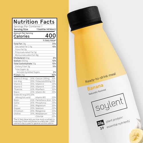 Soylent Banana Meal Replacement Shake - Ready-to-Drink Plant Based Protein Drink, 14oz, 12 Pack
Soylent Banana Meal Repl
