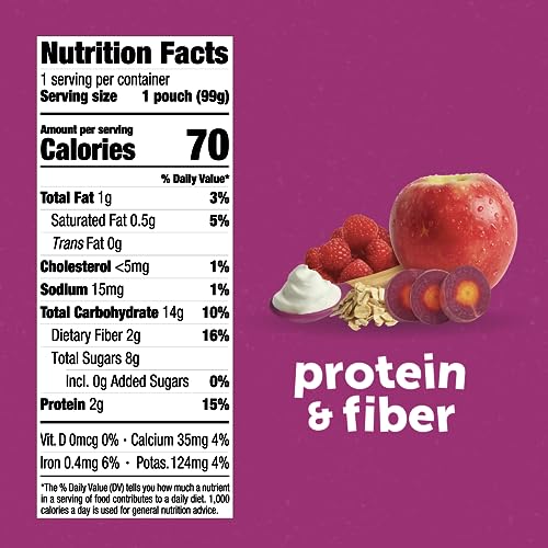 Beech-Nut Apple Yogurt Raspberry Toddler Food Pouches Protein & Fiber, |5 oz (12 Pack)
| Beech-Nut Purple Carrot & Oat