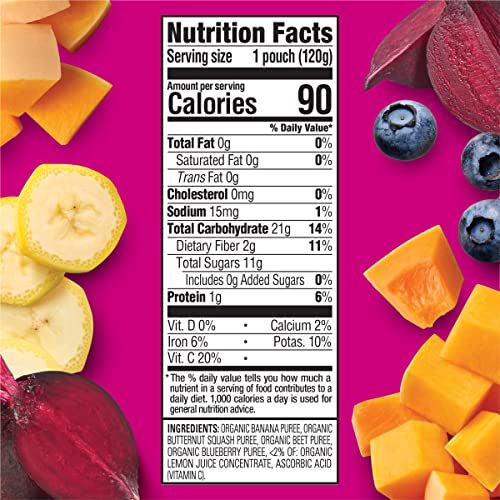 Happy Tot Organics Stage 4 Baby Food Pouches, Gluten Free, Vegan Snack, USDA Organic, Love My Veggies, Fruit & Veggie Pu