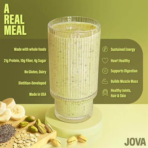 JOVA Nutritious Meal Replacement Shake for Adults | High Protein, Low Sugar, 3-Pack Pistachio (22g Protein, 10g Fiber, 4