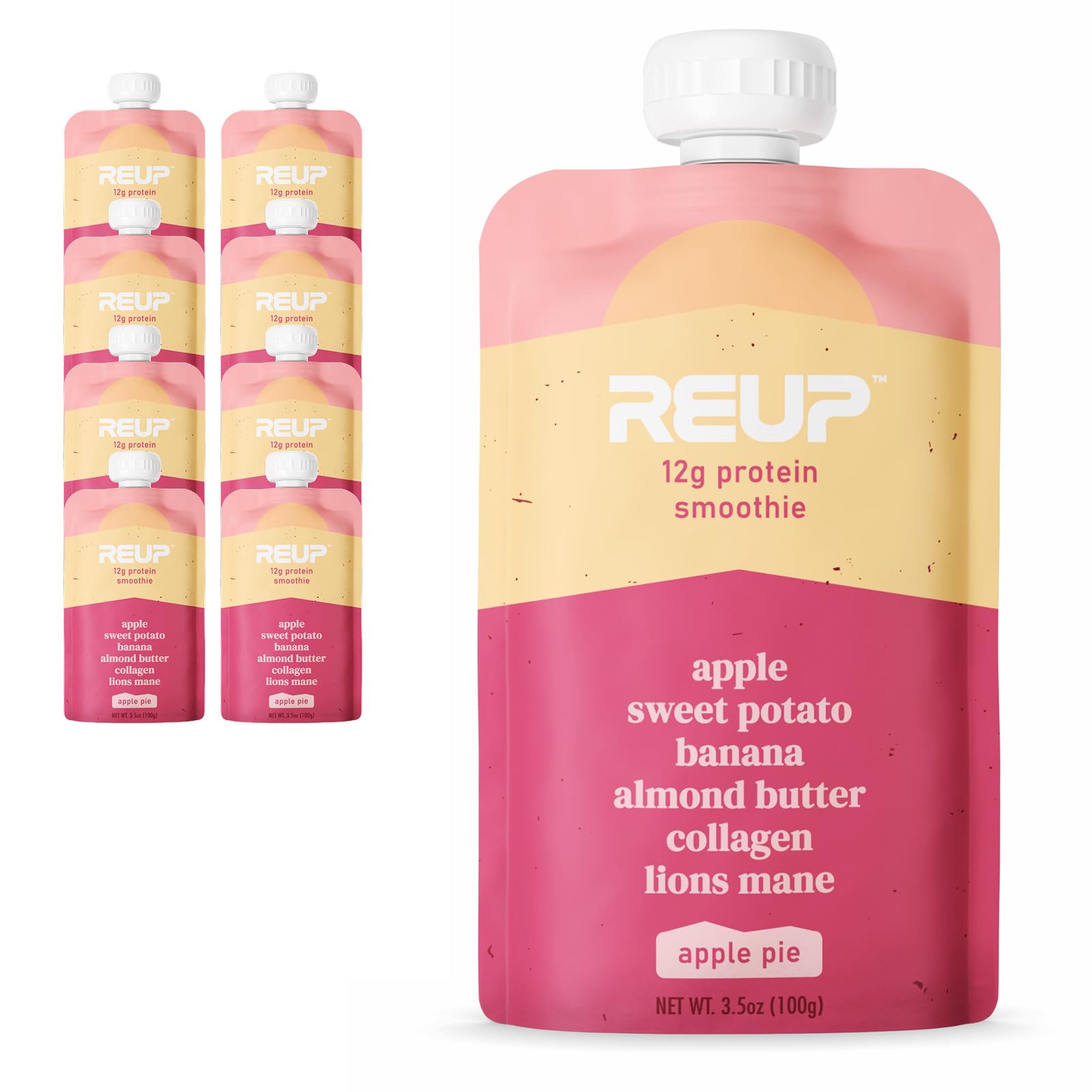 Reup Collagen Protein Smoothie - High Protein Snacks for Adults, Dairy Free Protein Shakes, 8 Count
Reup Collagen Protei