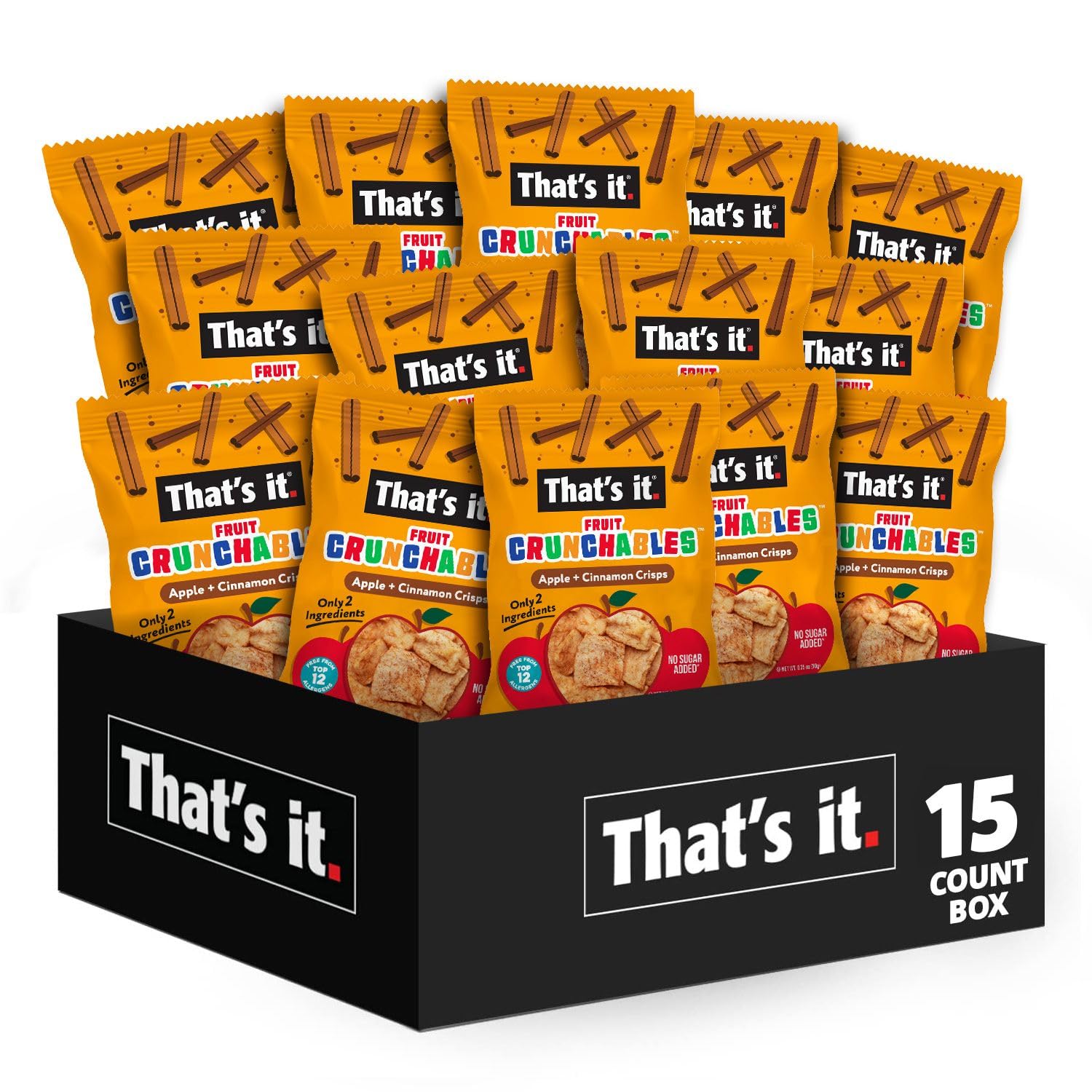 100% Plant-Based Fruit Snacks for Kids - Fruit Crunchables Apple + Cinnamon Crisps, 15-Pack
| Non-GMO & Gluten-Free Hea