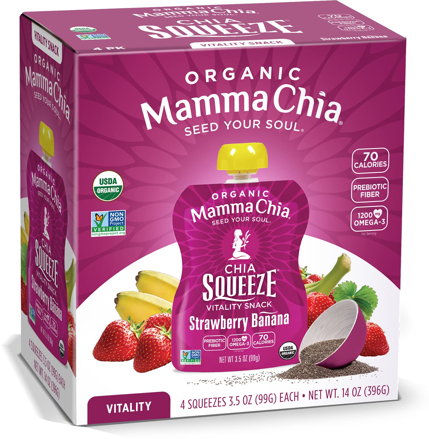 Mamma Chia Organic Vitality Strawberry Banana Squeeze Snack for Health-Conscious Individuals on-the-go
| Mamma Chia Org